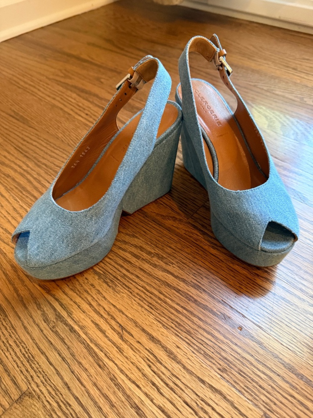 Clergerie - Dylan denim platform sandal size 6